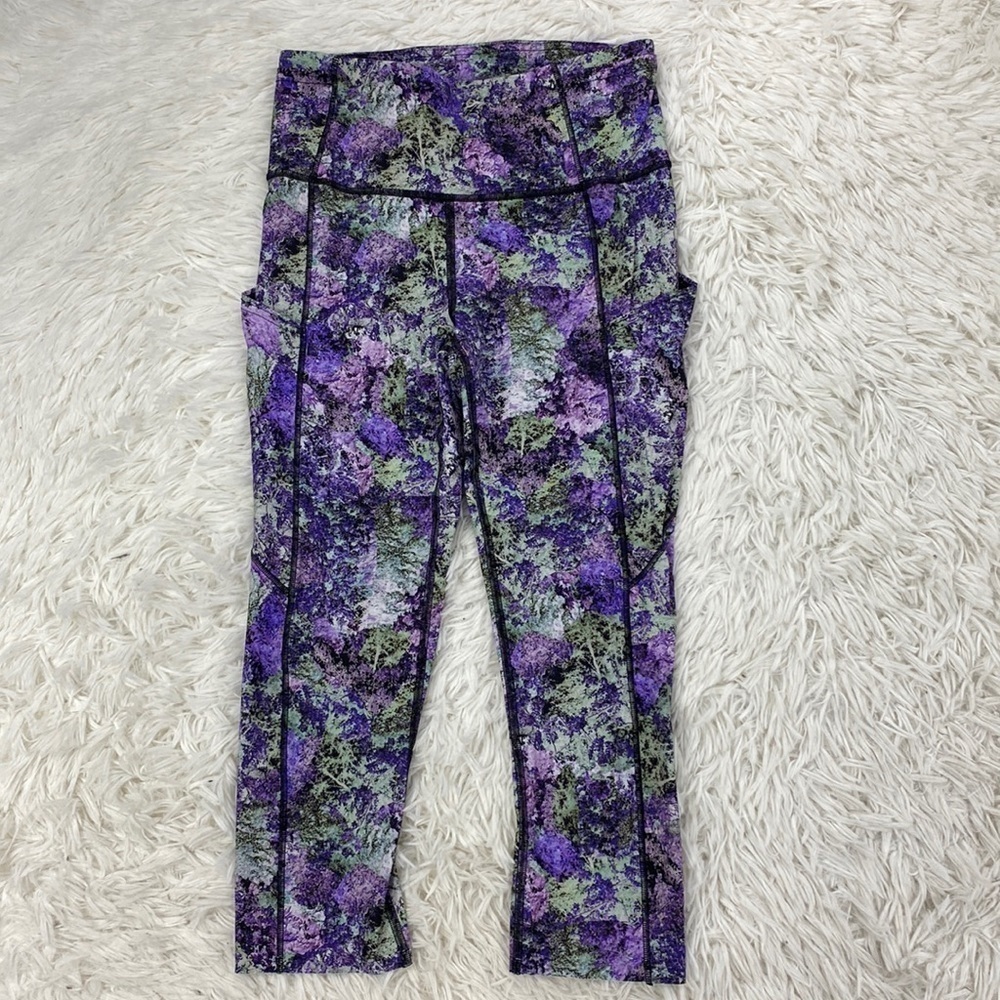Lululemon Fast & Free Crop II Nulux 19" Vivid Vision Multi Black